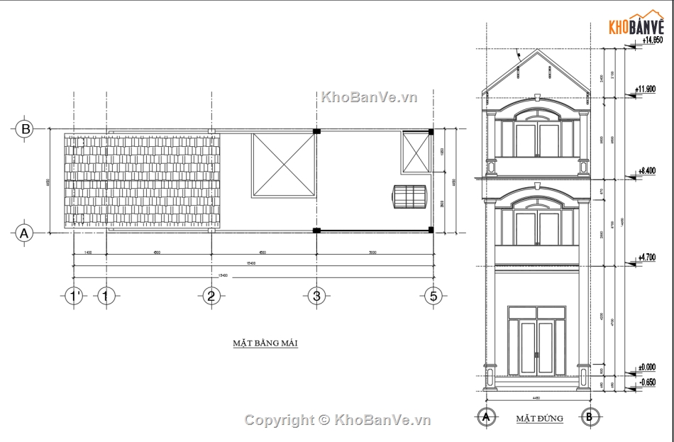 Bản vẽ nhà phố,Bản vẽ nhà phố mái thái 2 tầng,Bản vẽ nhà phố 2 tầng đẹp
