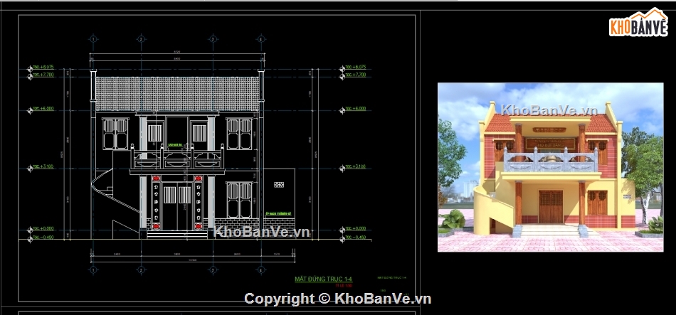 bản vẽ nhà thờ họ,nhà từ đường file cad,nhà thờ họ 2 tầng