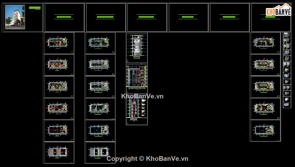 Bản vẽ nhà trọ,Bản vẽ nhà 5 tầng,kiến trúc nhà 5 tầng