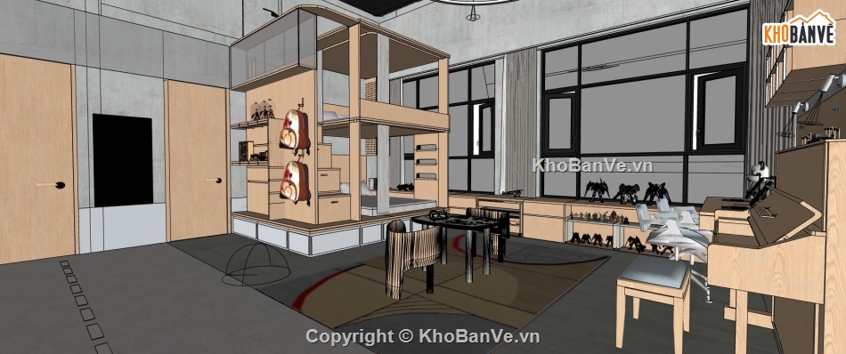 su nội thất penhouse,sketchup penhouse,file su penhouse,căn hộ cao cấp file su