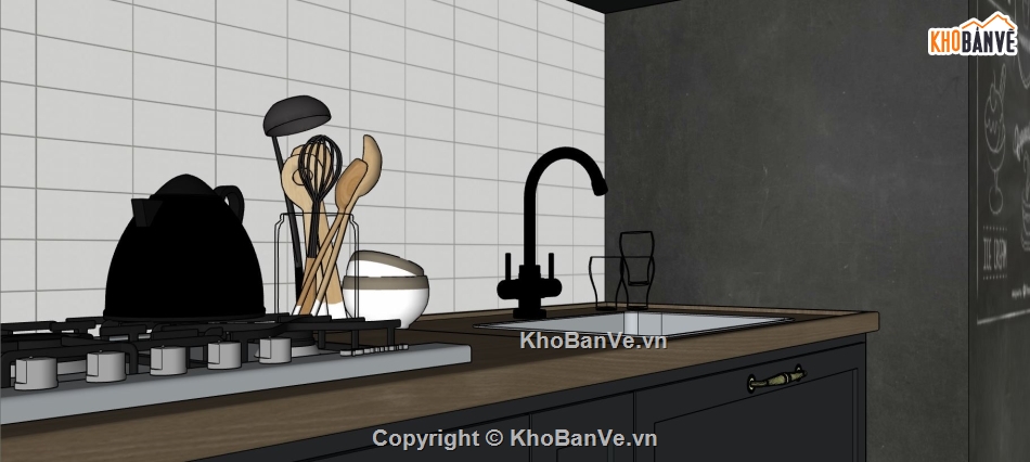 nội thất phòng bếp,sketchup nội thất phòng bếp,thiết kế nội thất phòng bếp