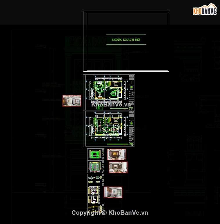 nội thất phòng khách,phòng bếp,Bản vẽ chi tiết