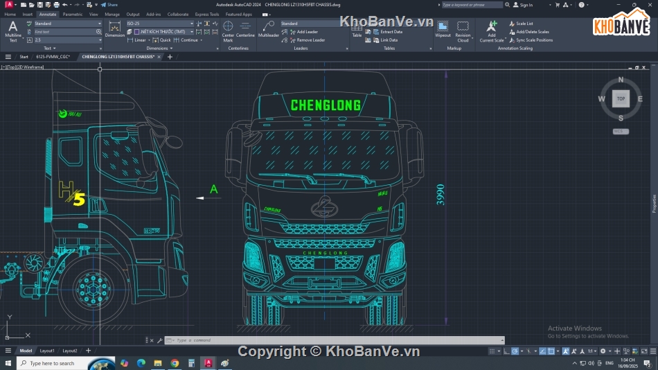 Bản vẽ cad ô tô,ô tô sát xi tải,chenglong,thiết kế ô tô,thùng xe
