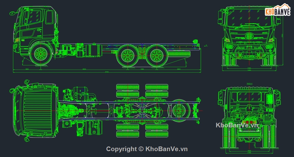 Hino,sát xi,Bản vẽ cad ô tô,FM8JN8A-XHV,cad ô tô sát xi