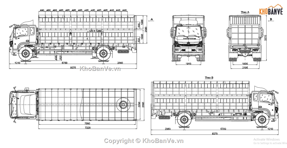 ô tô tải,ô tô tải dongfeng,file cad ô tô dòngeng