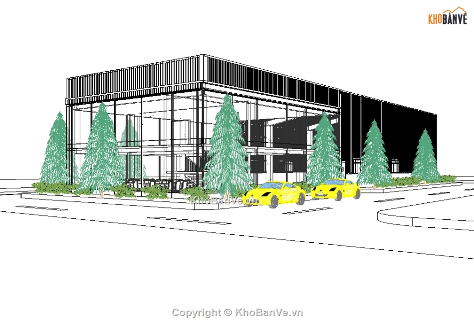 văn phòng,xưởng kết hợp văn phòng,revit văn phòng