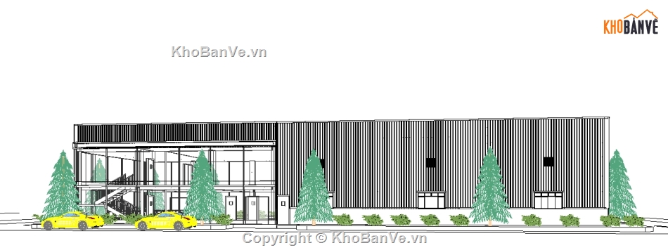 văn phòng,xưởng kết hợp văn phòng,revit văn phòng