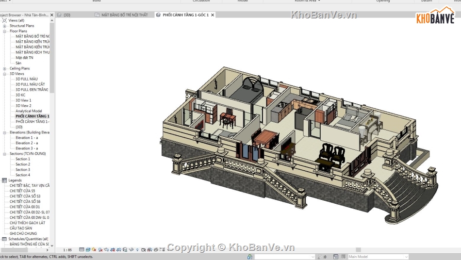 file revit biệt thự 1 tầng,bản vẽ revit biệt thự 1 tầng,revit biệt thự 1 tầng,file revit biệt thự mái thái,revit biệt thự tân cổ điển