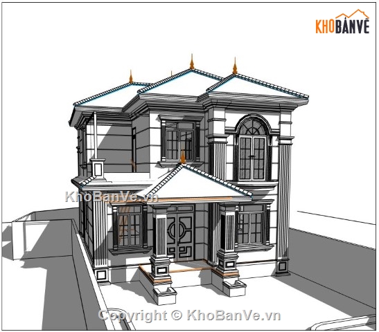 kiến trúc 2 tầng revit,revit biệt thự 2  tầng,mẫu biệt thự 2 tầng revit,biệt thự 2 tầng revit