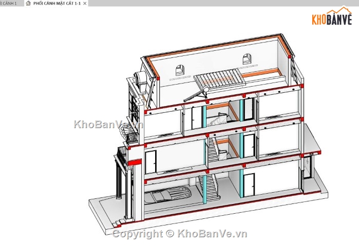 biệt thự 3 tầng,bản vẽ biệt thự revit,revit biệt thự 3 tầng,biệt thự revit