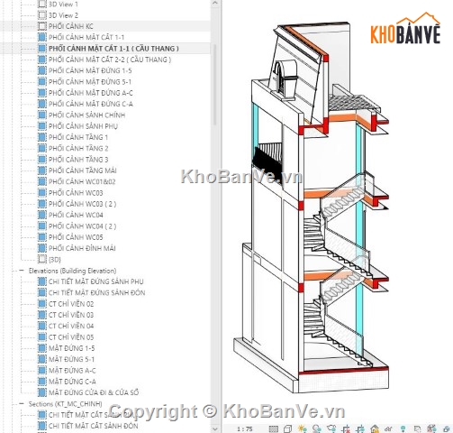 biệt thự 3 tầng,bản vẽ biệt thự revit,revit biệt thự 3 tầng,biệt thự revit