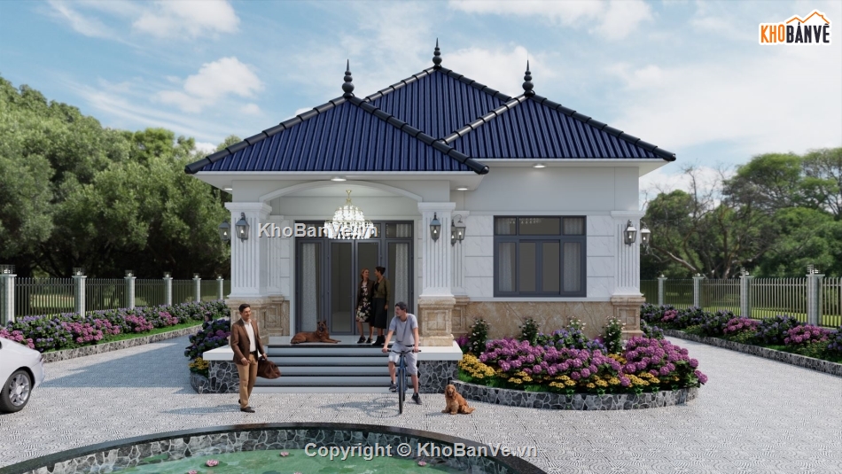 nhà vườn,bản vẽ revit biệt thự mái nhật