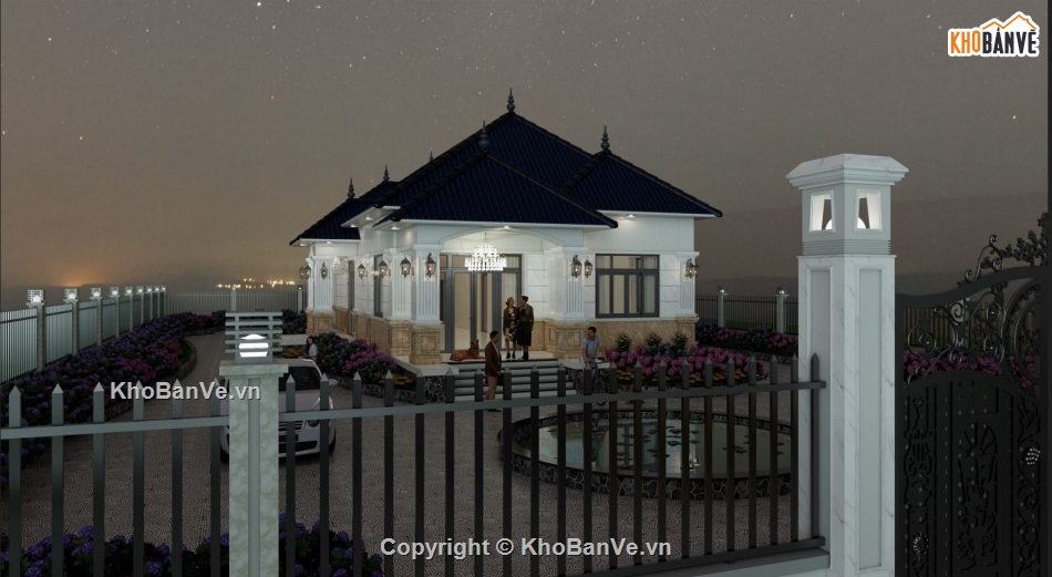 nhà vườn,bản vẽ revit biệt thự mái nhật