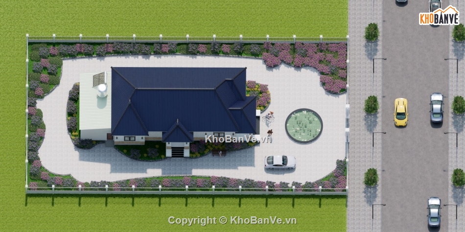 nhà vườn,bản vẽ revit biệt thự mái nhật