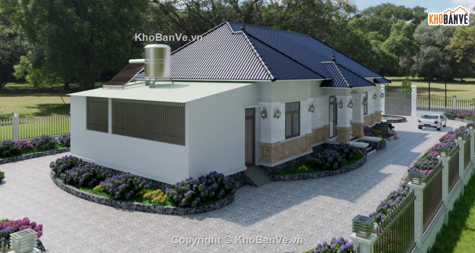 nhà vườn,bản vẽ revit biệt thự mái nhật