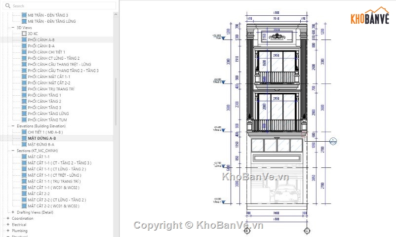 nhà phố 3 tầng revit,nhà phố 4 tầng revit,revit nhà phố 3 tầng,nhà phố 3 tầng