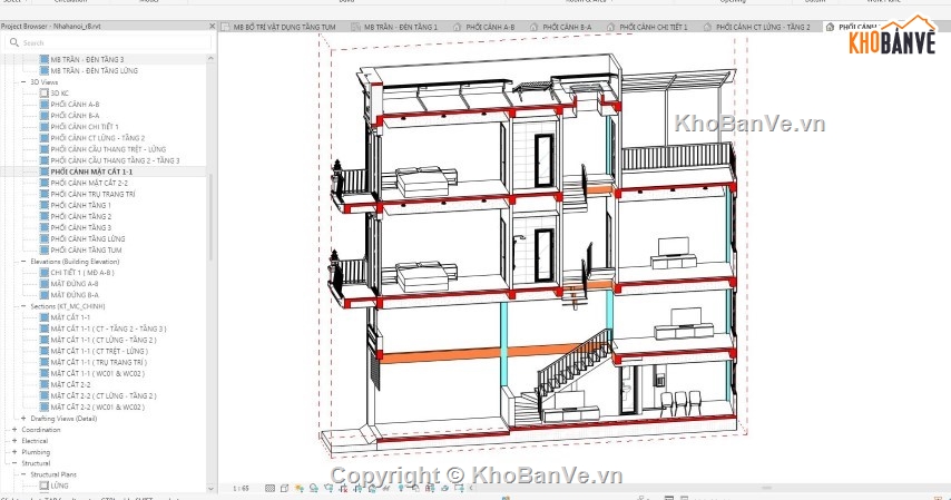 nhà phố 3 tầng revit,nhà phố 4 tầng revit,revit nhà phố 3 tầng,nhà phố 3 tầng