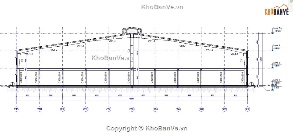 bản vẽ revit nhà xưởng,XUONG 60x124m,Bản vẽ revit kết cấu kiến trúc nhà xưởng