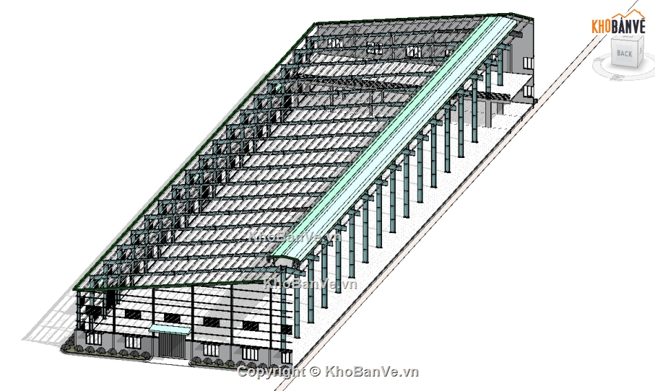 bản vẽ revit nhà xưởng,XUONG 60x124m,Bản vẽ revit kết cấu kiến trúc nhà xưởng