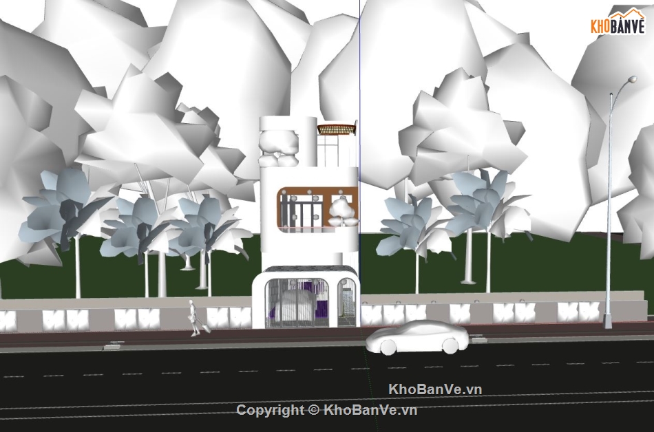 nhà phố 3 tầng,Bản vẽ nhà phố,Sketchup nhà phố