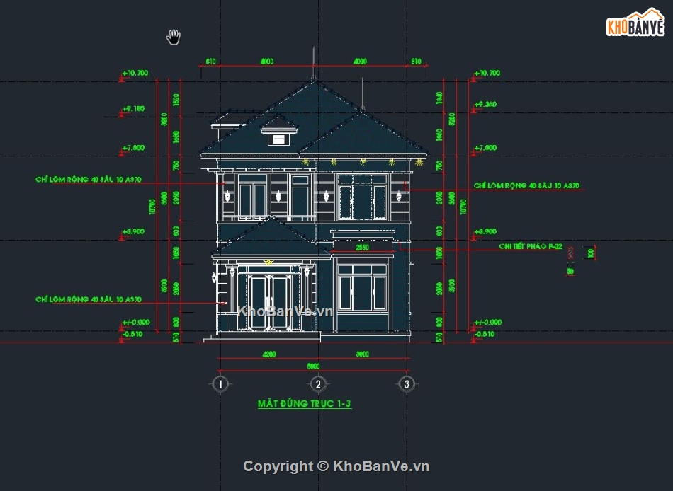 thiết kế biệt thự 2 tầng,Bản vẽ thiết kế biệt thự,2 tầng