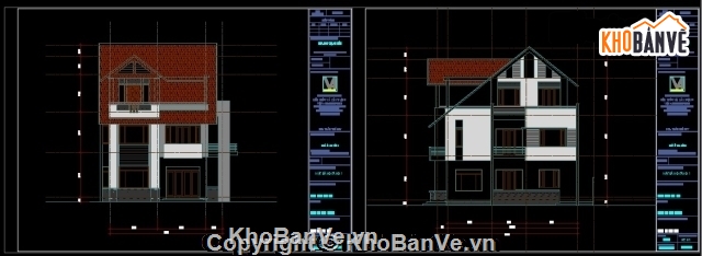 Bản vẽ biệt thự 3 tầng,mẫu biệt thự 3 tầng,biệt thự 3 tầng 9.9x12.5m,thiết kế biệt thự 3 tầng