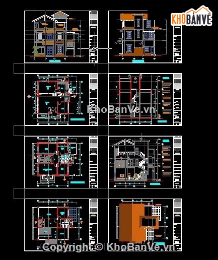 biệt thự 3 tầng,bản vẽ,bản vẽ biệt thự