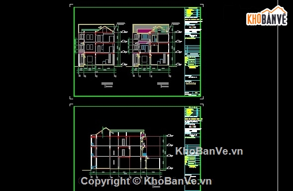 Thiết kế biệt thự gia đinh 3 tầng,biệt thự gia đình 3 tầng,Bản vẽ thiết kế biệt thự,biệt thự 3 tầng 9.6x17.5m