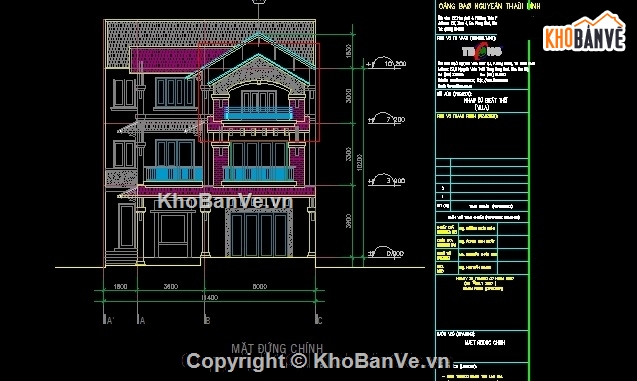 Thiết kế biệt thự gia đinh 3 tầng,biệt thự gia đình 3 tầng,Bản vẽ thiết kế biệt thự,biệt thự 3 tầng 9.6x17.5m