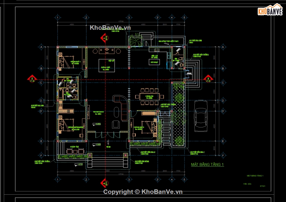 biệt thự 1 tầng,bản vẽ biệt thự 1 tầng,bản vẽ biệt hự