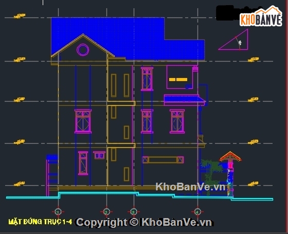 Bản vẽ,Bản vẽ thiết kế biệt thự,Biệt thự,Bản vẽ biệt thự 4 tầng