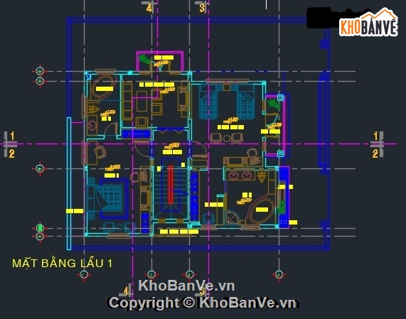 Bản vẽ,Bản vẽ thiết kế biệt thự,Biệt thự,Bản vẽ biệt thự 4 tầng