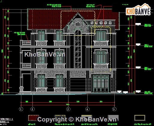 Bản vẽ,Bản vẽ biệt thự,Bản vẽ biệt thự 3 tầng