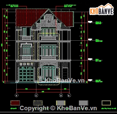 Bản vẽ,Bản vẽ biệt thự,Bản vẽ biệt thự 3 tầng