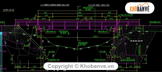 Cầu tạm bằng thép,Bản vẽ cầu dầm thép,cầu dầm L=14 b=3.5m,thiết kế cầu dầm thép l=14m