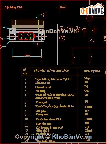 File cad,bản vẽ TBA,bản vẽ TBA 10KVA,thiết kế chi tiết TBA 10KV,thiết kế chi tiết TBA 10KV và 0.4KV