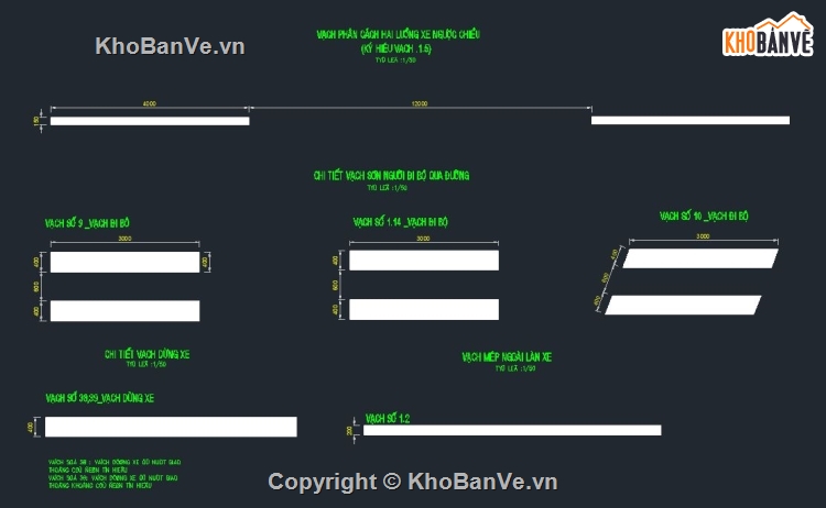 bản vẽ chi tiết vạch sơn,thiết kế vạch sơn,mẫu vạch sơn quy chuẩn 41-2012,bản vẽ vạch sơn