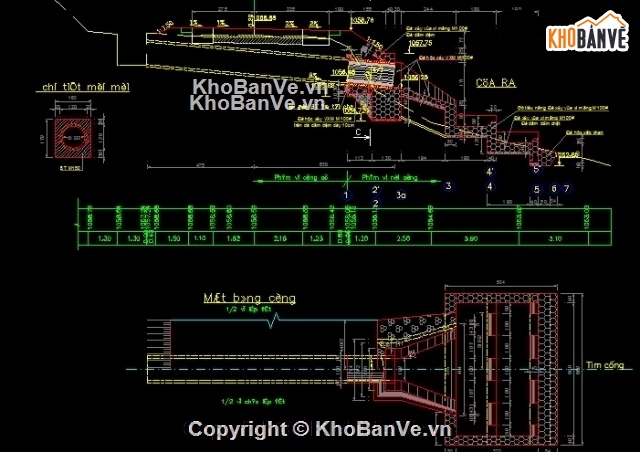 thiết kế cống tròn,bản vẽ cống tròn có bố trí giờ tiêu năng,thiết kế cống tròn địa hình miền núi,mẫu cống tròn