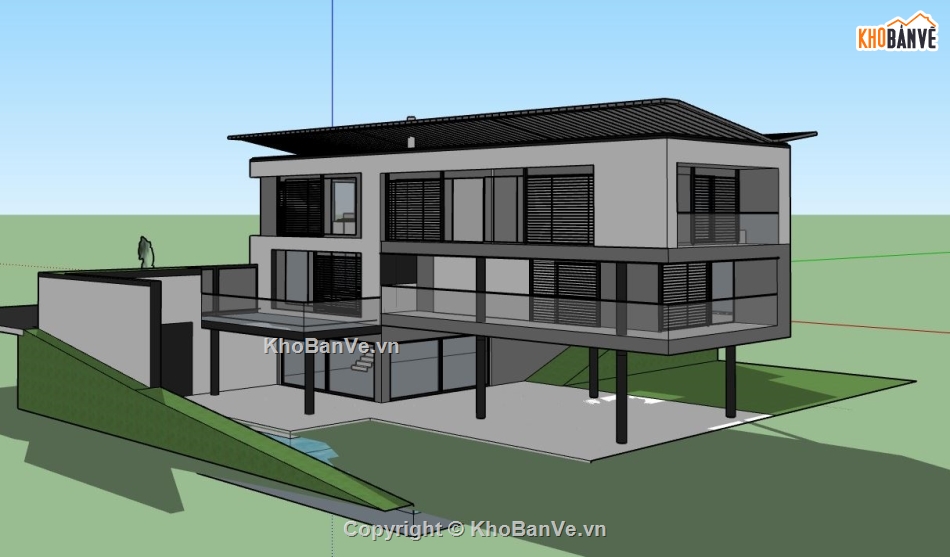 sketchup biệt thự 2 tầng,model biệt thự 2 tầng,biệt thự 2 tầng