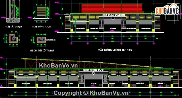 kiến trúc chợ,bản vẽ chợ,bản vẽ