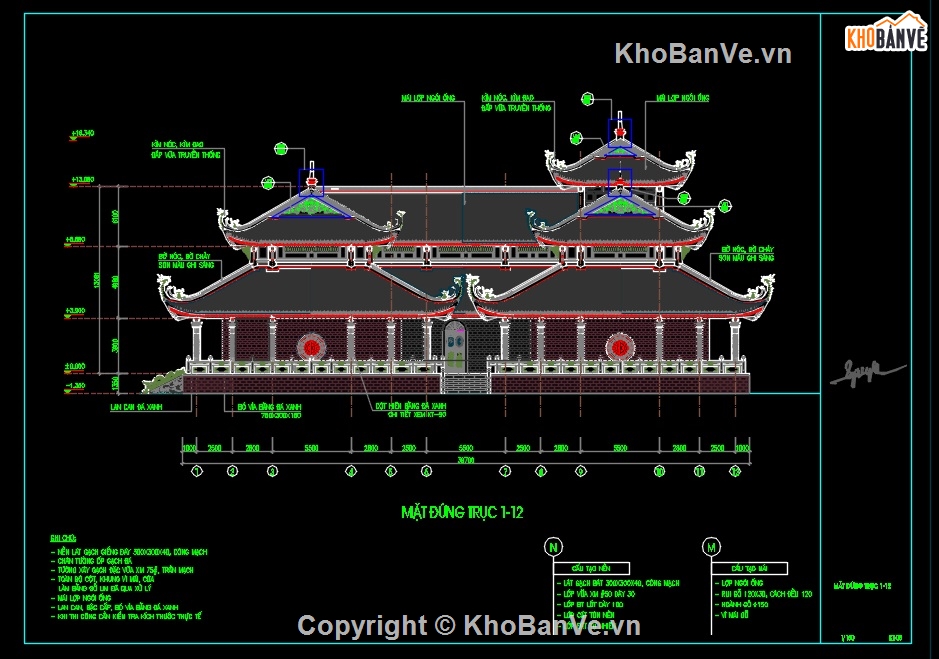 bản vẽ chi tiết chùa,bản vẽ chùa,thiết kế chùa,file cad kiến trúc chùa