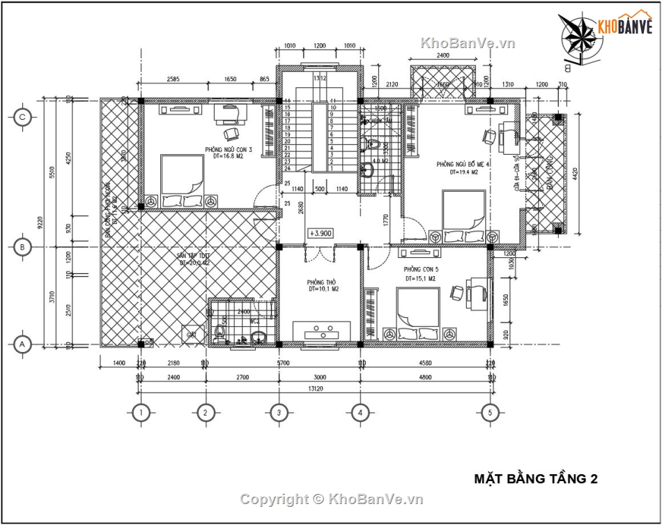 mẫu biệt thự 2 tầng file cad,bản vẽ biệt thự mái thái 2 tầng,biệt thự 2 tầng mái thái 9.2x14.3m,File cad biệt thự mái thái
