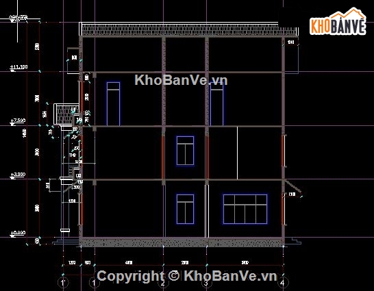 Bản vẽ,Bản vẽ nhà 4 tầng,Bản vẽ nhà