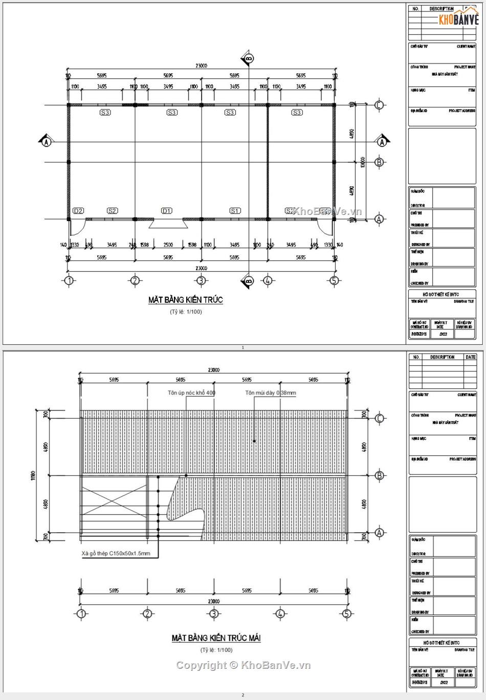 Nhà kho khung kèo 10m,Nhà kho 10x23m,Bản vẽ thiết kế kho chứa khung thép,File autocad nhà kho kết cấu thép