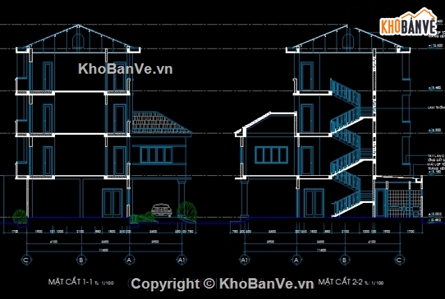 Bản vẽ nhà ở cán bộ 4 tầng,thiết kế nhà ở cán bộ nhà máy 4 tầng,nhà 4 tầng 11.6x28.2m