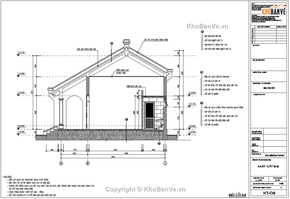 Thiết kế nhà cổ 3 gian 2 trái,Bản vẽ nhà ở trụ trì,Mẫu thiết kế nhà trụ trì,cad nhà ở trụ trì
