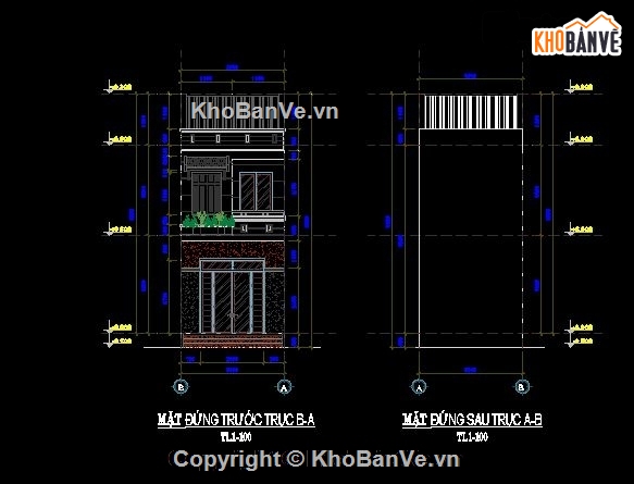 Bản vẽ,Bản vẽ nhà 2 tầng,Bản vẽ nhà ống