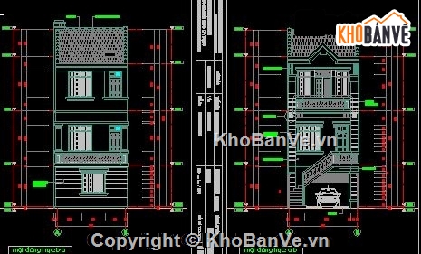 nhà phố 3 tầng có gara để xe,Bản vẽ thiết kế nhà phố 3,Mẫu nhà phố 3 tầng,nhà phố 3 tầng 4.8x20.7m