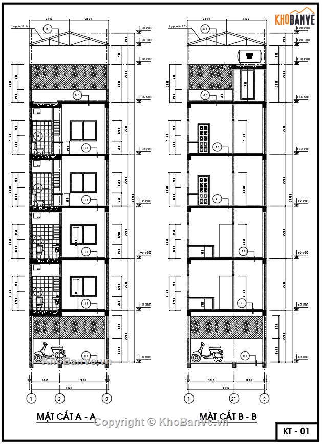 Thiết kế nhà trọ,Thiết kế chung cư mini,File cad nhà trọ,bản vẽ chung cư mini 5 tầng,file cad chung cư