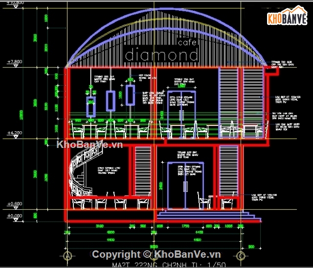 bản vẽ Cafe Diamond​,kiến trúc Cafe Diamond​,nội thất Cafe Diamond​,Cafe Diamond​,bản vẽ quán cafe 2 tầng